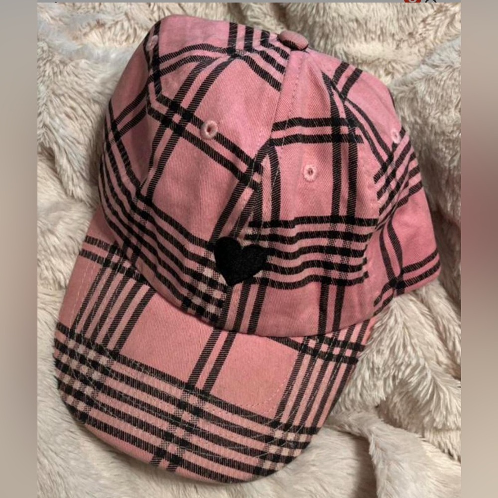 Lazy Oaf GEM Pink Plaid Baseball Hat with Velvet Bow